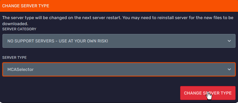 MCA Selector installation completed in DuckPanel