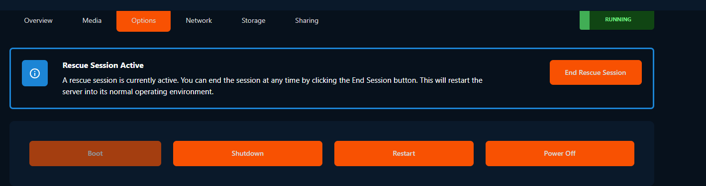 VirtFusion control for disabling rescue mode